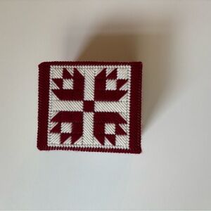 Handmade Crossstich Red and White Scandinavian Tissue Box